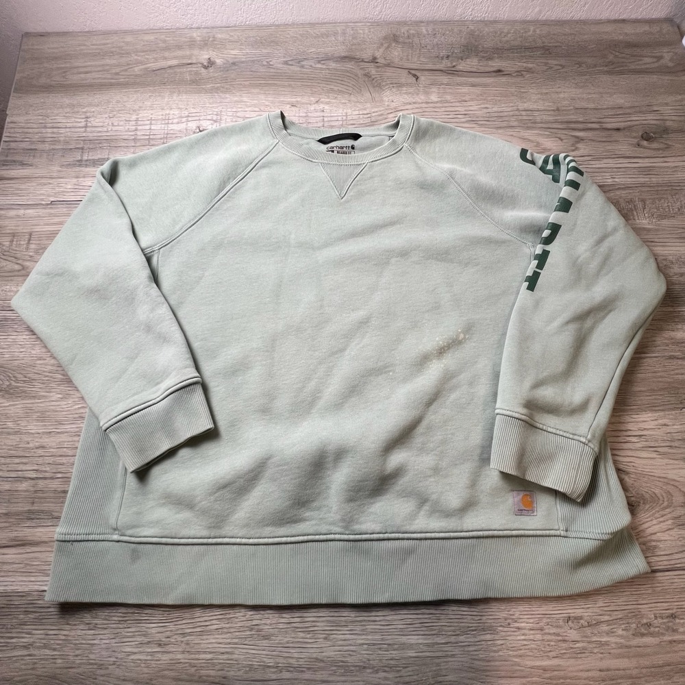 Carhartt Sweatshirt Womens 3X Green Relaxed Fit Graphic Sleeve 104410 G86